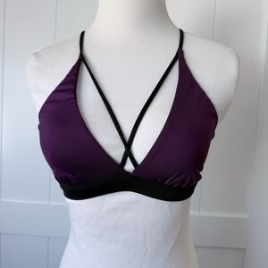 Victoria Sport Strappy Criss Cross Back Sports Bra S Plum Purple Body-Wick